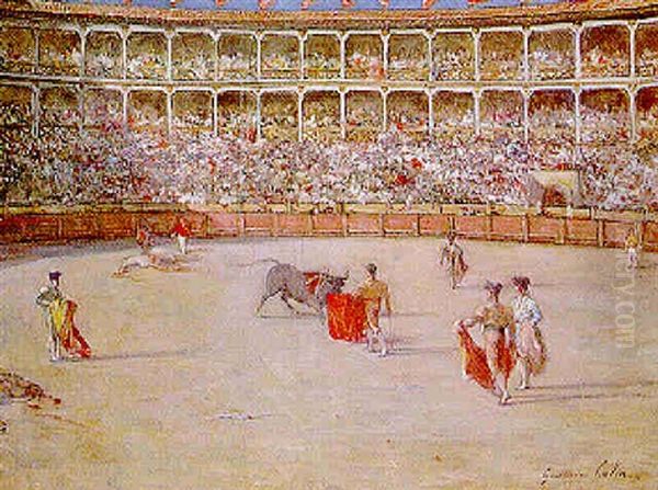 Scene De Tauromachie Oil Painting by Gustave Colin
