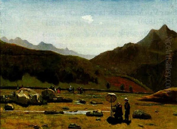 Peintres Sur Le Motif Dans Les Pyrenees Oil Painting by Gustave Colin