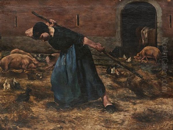 La Puisatiere Oil Painting by Marie Henrotin Collart