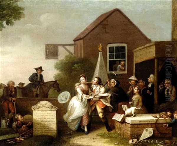 The Rake's Party (+ The Bold Attempt; Pair) Oil Painting by John Collet