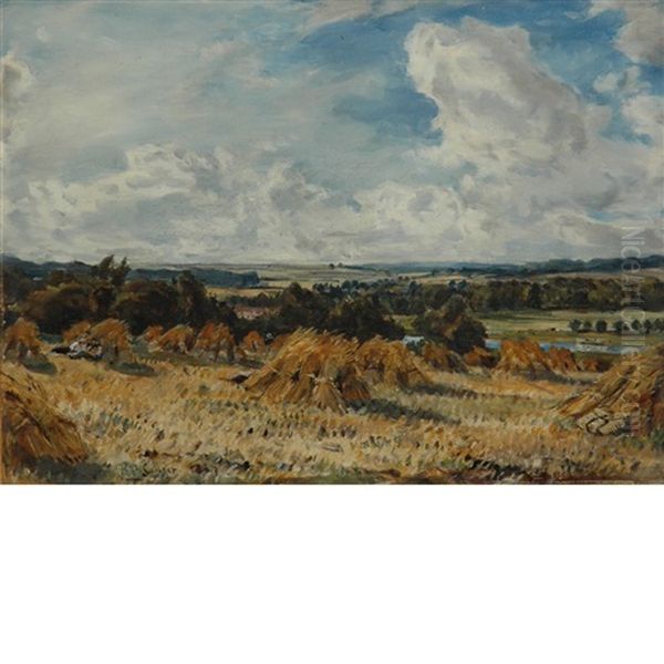 Cornfield Near Kintbury Oil Painting by Thomas Collier