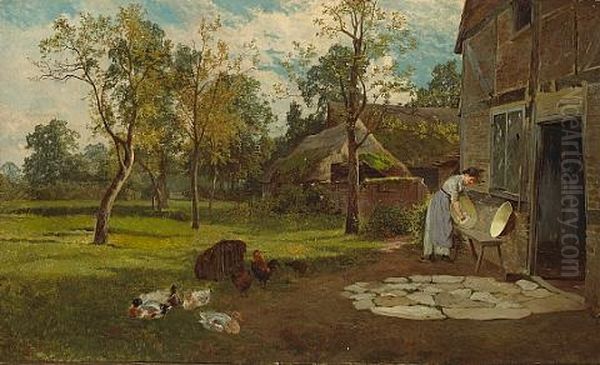 Outside The Farm Oil Painting by Charles Collins II