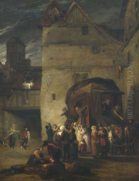 Nachtliche Abschiedsszene Vor Einer Reisekutsche Oil Painting by William Collins