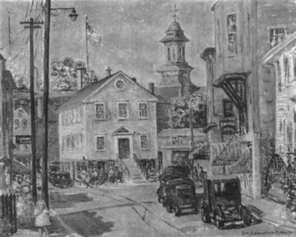 Marblehead Street View Oil Painting by Ethel Blanchard Collver