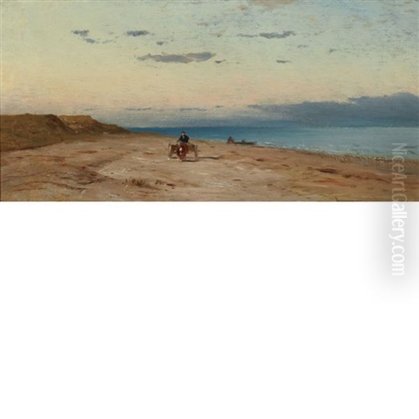 Cart On The Beach Oil Painting by Samuel Colman