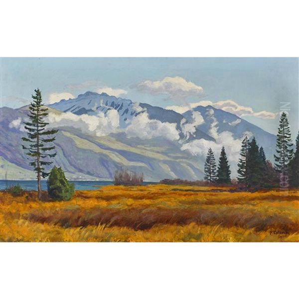 Niederhorn Am Thunersee Oil Painting by Plinio Colombi