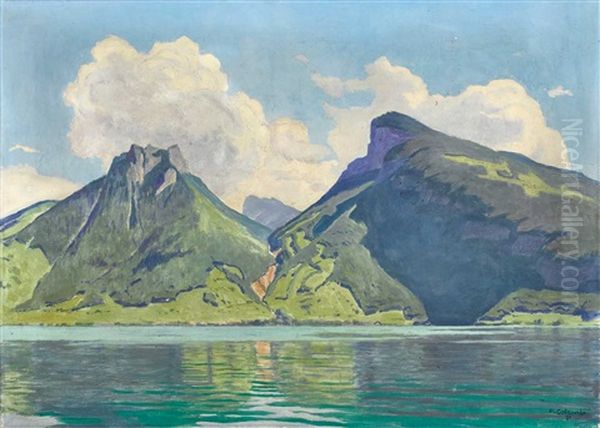 Thunersee Mit Rothorn Und Niederhorn Oil Painting by Plinio Colombi