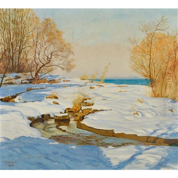 Winterlandschaft Oil Painting by Plinio Colombi