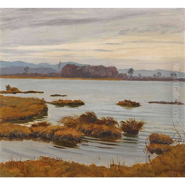 Herbstliches Seeufer Oil Painting by Plinio Colombi