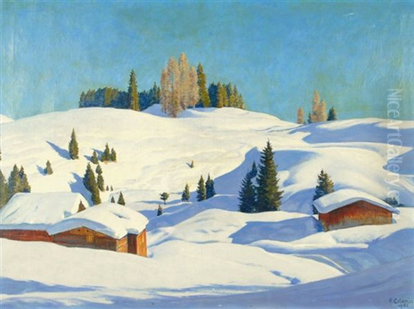 Winterlandschaft Oil Painting by Plinio Colombi