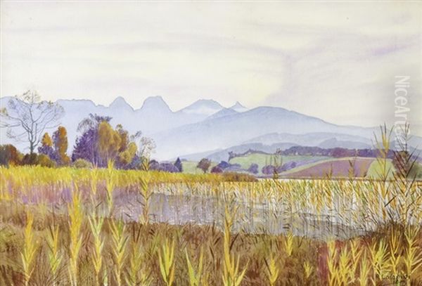 Herbst - Gerzensee Oil Painting by Plinio Colombi