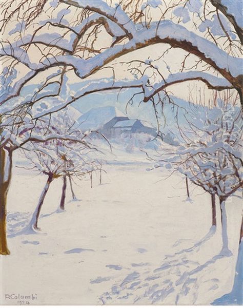 Winterlandschaft Oil Painting by Plinio Colombi