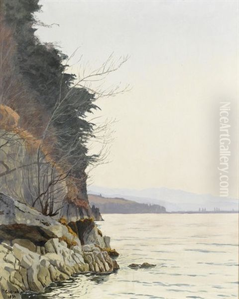 Seepartie Mit Schroffen Felsen Oil Painting by Plinio Colombi