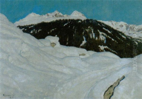 Madrishorn Morgenstimmung Oil Painting by Plinio Colombi