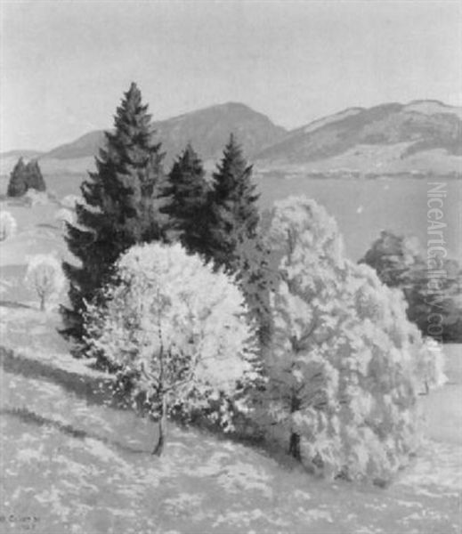 Fruhlingstag Am See Oil Painting by Plinio Colombi