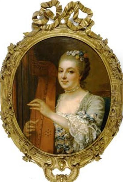 La Jeune Harpiste Oil Painting by Jean Francois Gilles Colson