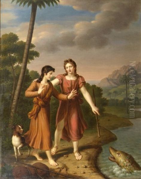 Scene Mythologique Oil Painting by Joseph Combette