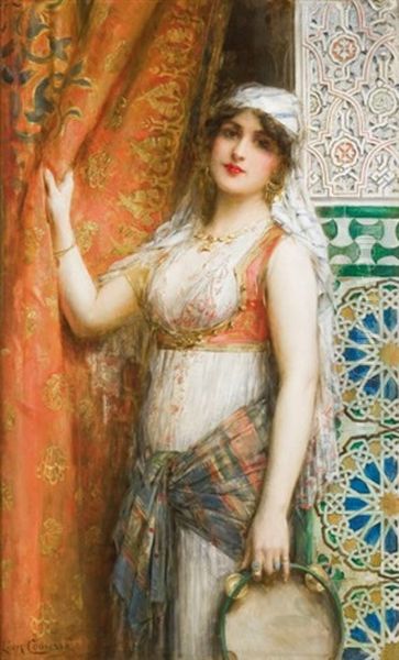 Jeune Femme Au Tambourin Oil Painting by Leon Francois Comerre
