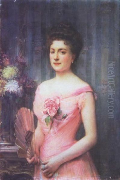 Femme A L'eventail Oil Painting by Leon Francois Comerre