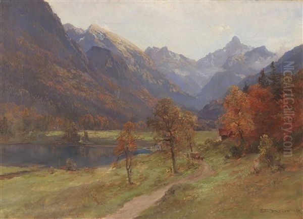 Herbst Im Stodertal Oil Painting by Edward Theodore Compton