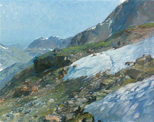 Schneefeld In Den Alpen Oil Painting by Edward Theodore Compton
