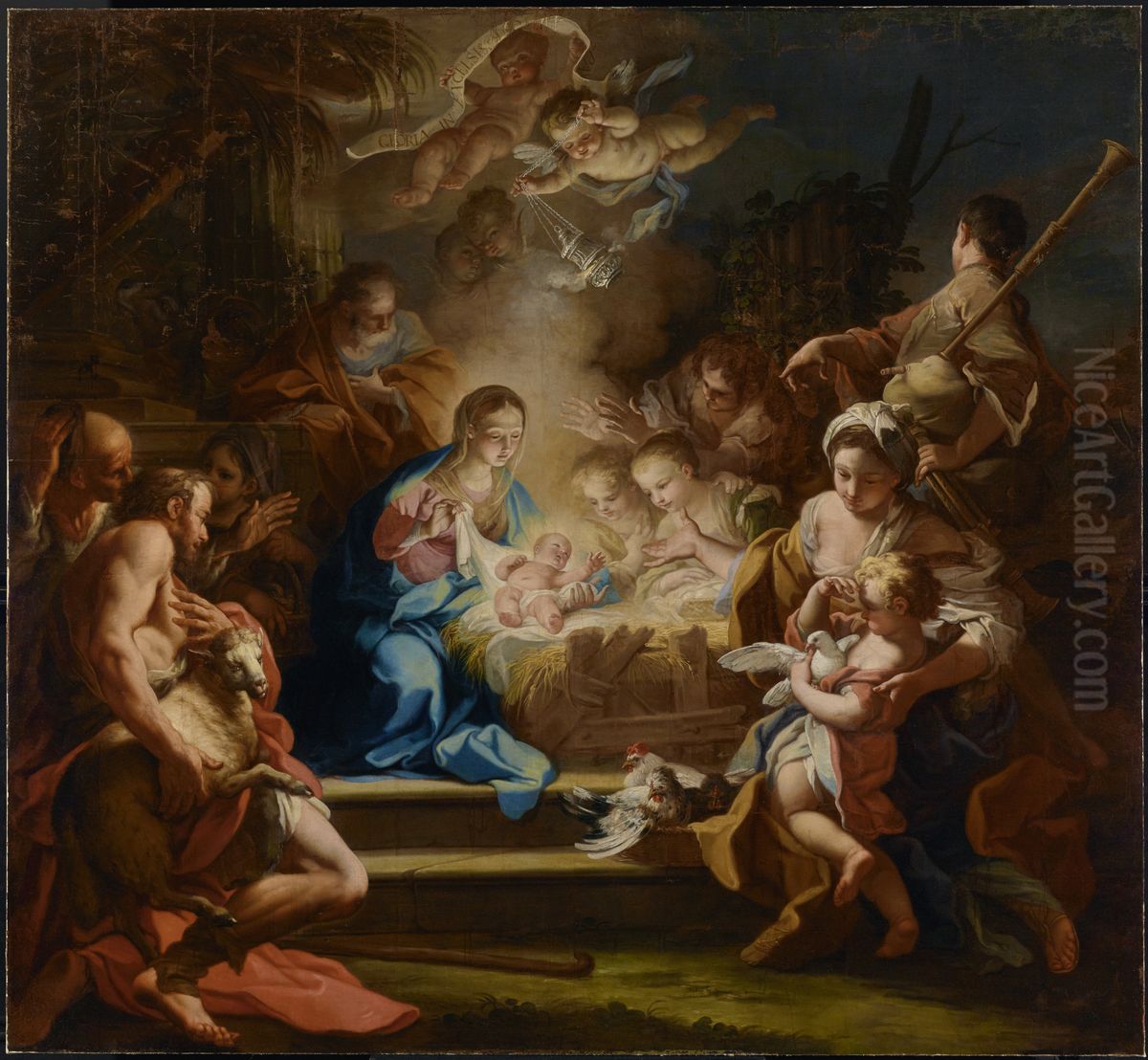The Adoration Of The Shepherds Oil Painting by Sebastiano Conca