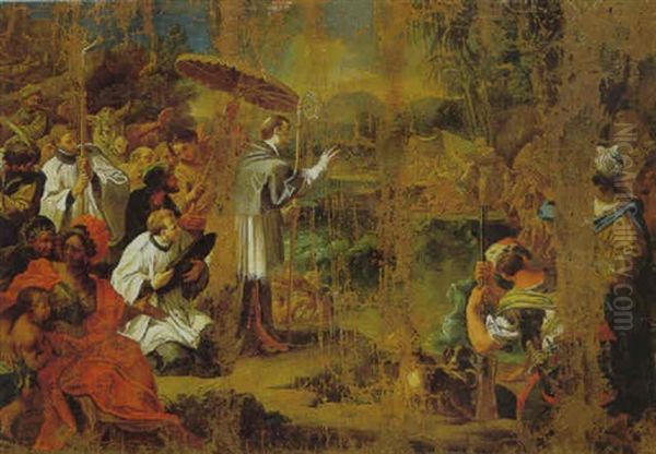 Il Miracolo Di San Turibio, Vescovo Di Lima Oil Painting by Sebastiano Conca