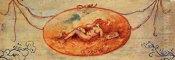 Decorative Panel With Nude In A Landscape Oil Painting by Charles Conder