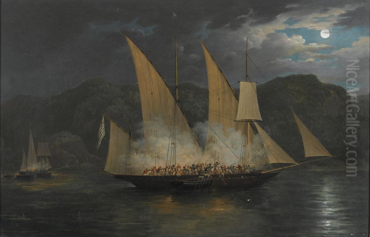 The Capture Of A Greek Pirate Vessel By Boats Of The British Navy, 31st January 1825 Oil Painting by Nicholas Condy