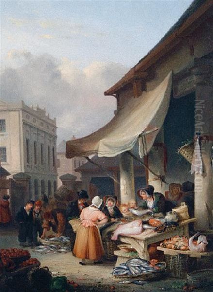 The Fish Market At Plymouth Oil Painting by Nicholas Condy