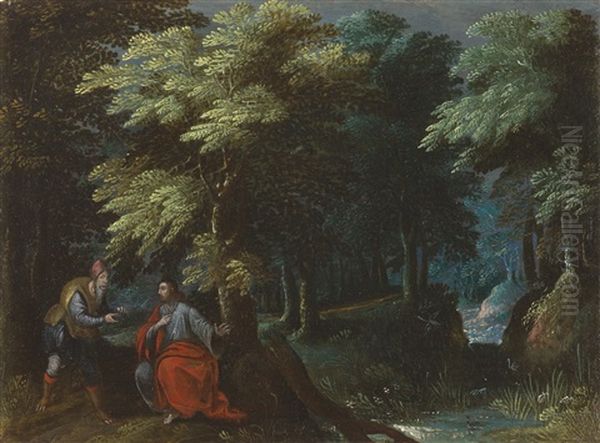Waldlandschaft Mit Der Versuchung Christi Oil Painting by Gillis van Coninxloo