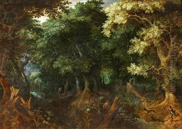 Treibjagd Im Wald Oil Painting by Gillis van Coninxloo