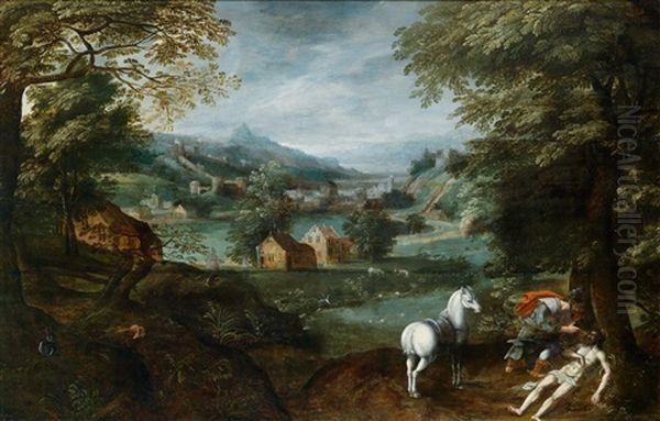 Weite Berglandschaft Mit Dem Barmherzigen Samariter Oil Painting by Gillis van Coninxloo