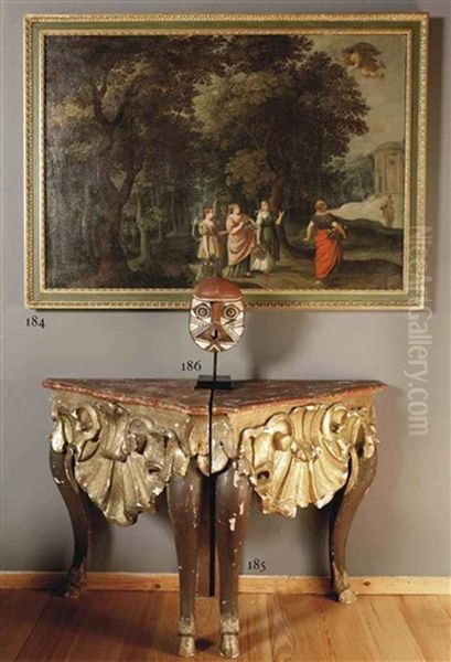 A Wooded Landscape With Mercurius And Herse Oil Painting by Gillis van Coninxloo