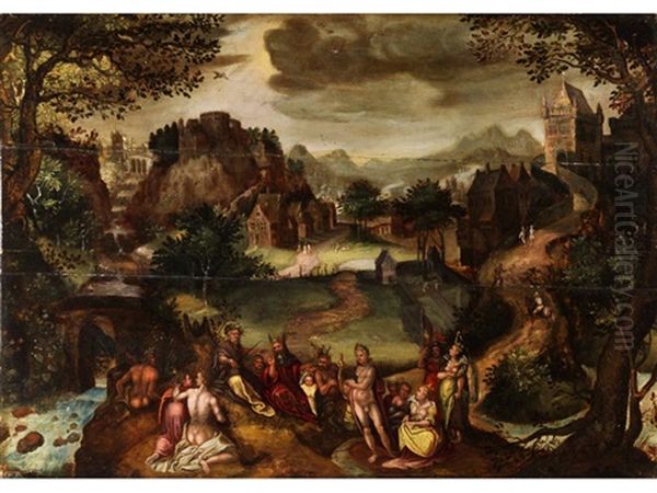 Apollo Im Sangerwettstreit Oil Painting by Gillis van Coninxloo