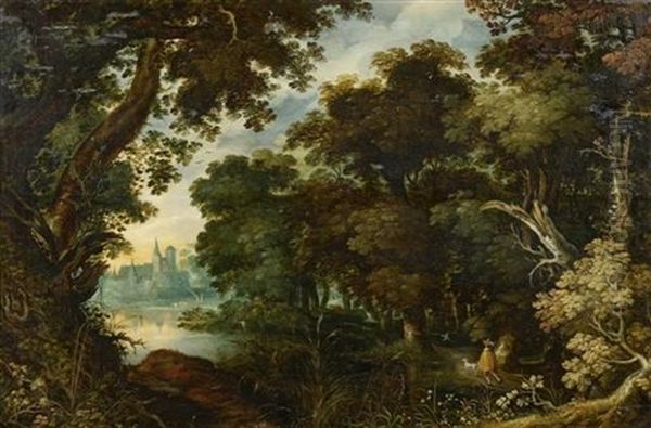 Waldlandschaft Mit Wasserschloss Oil Painting by Gillis van Coninxloo