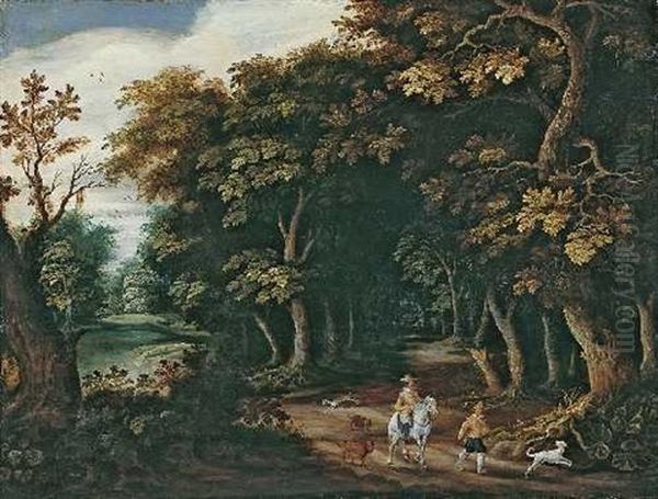 Waldlandschaft Mit Reiter Oil Painting by Gillis van Coninxloo