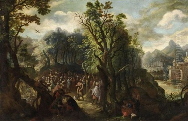 Predigt Johannes Des Taufers Im Walde Oil Painting by Gillis van Coninxloo