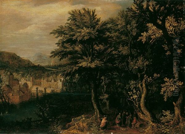 Weite Bewaldete Landschaft Mit Biblischer Staffage Oil Painting by Gillis van Coninxloo