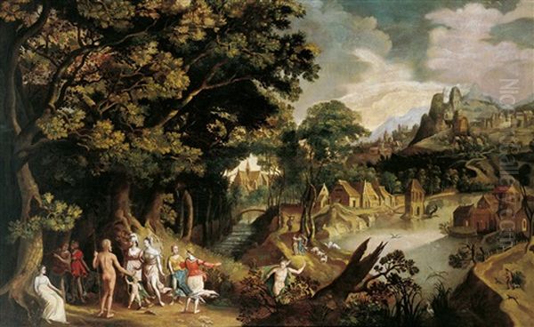 Weite Landschaft Mit Dem Urteil Des Paris Oil Painting by Gillis van Coninxloo