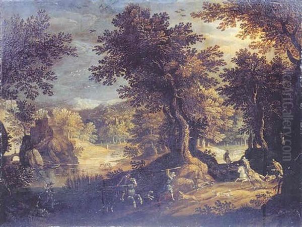 Paysage Avec Scene De Chasse Oil Painting by Gillis van Coninxloo