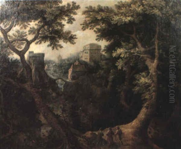 Paysage Avec Les P,lerins D'emmaus Oil Painting by Gillis van Coninxloo