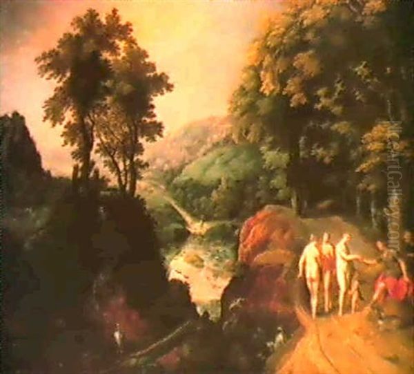 Waldlandschaft Mit Dem Paris-urteil Oil Painting by Gillis van Coninxloo