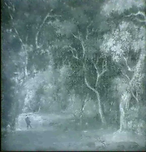 Skogslandskap Med Vandringsman Oil Painting by Gillis van Coninxloo