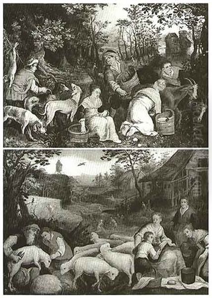 Allegories Of Spring And Autumn Oil Painting by Gillis van Coninxloo