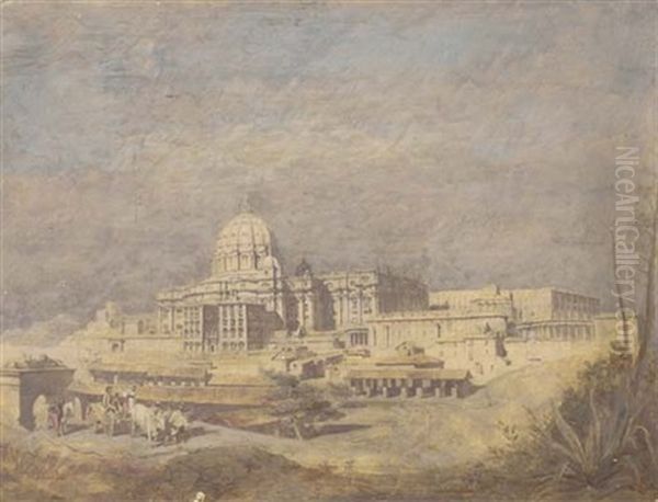 View Of St. Peter's, Rome (+ View Of The Cathedral At Cordoba; 2 Works) Oil Painting by Alfred Charles Conrade