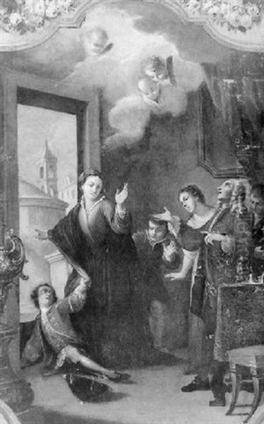 The Appreciation Of The Angels In The House Of The Nobles Oil Painting by Antonio Consetti