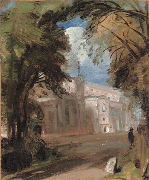 St. Mary's Church, East Bergholt (sketch) Oil Painting by John Constable