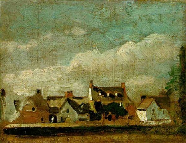 View Of Beaufort Cottage From Golding Constable's House, East Bergholt Oil Painting by John Constable