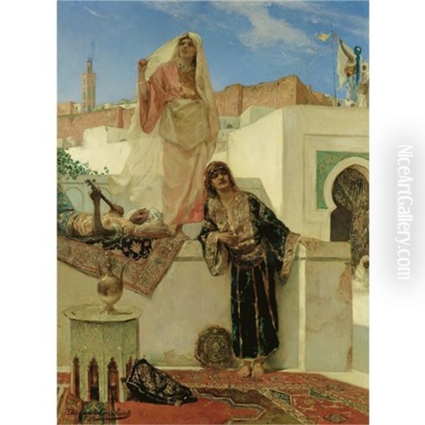 A La Terrasse Oil Painting by Jean Joseph Benjamin Constant